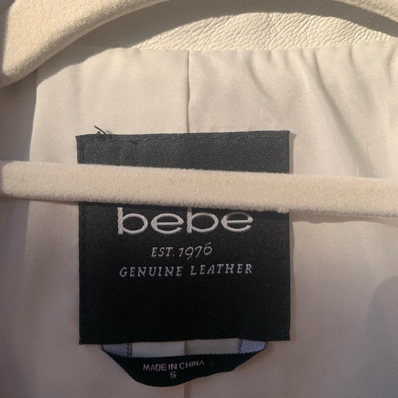 bebe white ivory genuine leather one button blazer/jacket size S - Picture 3 of 16